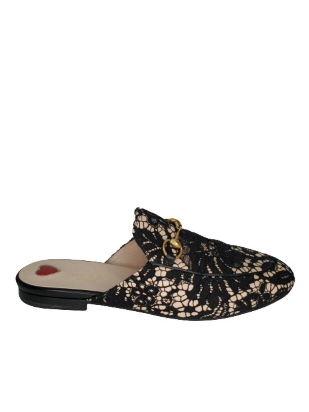 Gucci Princetown Black Lace Horsebit Mules Loafers